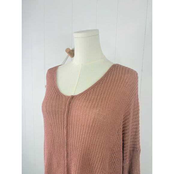 Lulu's Eloise Dusty Pink V Neck Loose Knit Sweater Small - Picture 5 of 11